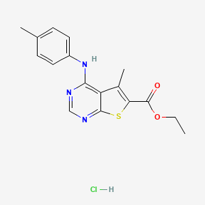 ethyl 5-methyl-4-[(4-methylphenyl)amino]thieno[2,3-d]pyrimidine-6-carboxylate hydrochloride