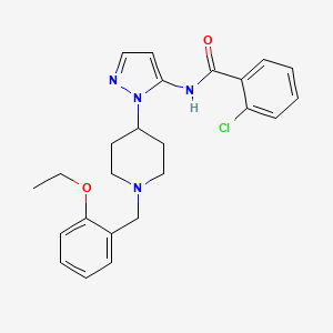 molecular formula C24H27ClN4O2 B4888848 2-chloro-N-{1-[1-(2-ethoxybenzyl)-4-piperidinyl]-1H-pyrazol-5-yl}benzamide 