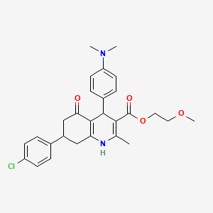 molecular formula C28H31ClN2O4 B4888872 2-methoxyethyl 7-(4-chlorophenyl)-4-[4-(dimethylamino)phenyl]-2-methyl-5-oxo-1,4,5,6,7,8-hexahydro-3-quinolinecarboxylate 