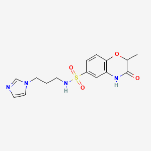 molecular formula C15H18N4O4S B4888883 N-[3-(1H-imidazol-1-yl)propyl]-2-methyl-3-oxo-3,4-dihydro-2H-1,4-benzoxazine-6-sulfonamide 