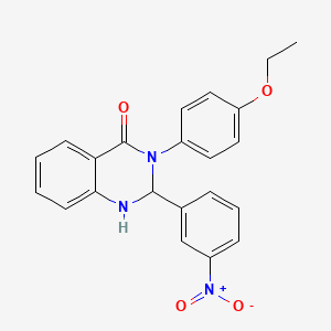 molecular formula C22H19N3O4 B4888892 3-(4-ethoxyphenyl)-2-(3-nitrophenyl)-2,3-dihydro-4(1H)-quinazolinone 