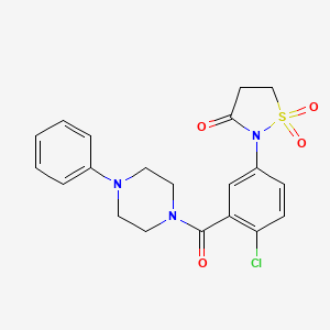 molecular formula C20H20ClN3O4S B4888918 2-{4-chloro-3-[(4-phenyl-1-piperazinyl)carbonyl]phenyl}-3-isothiazolidinone 1,1-dioxide 