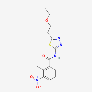 molecular formula C14H16N4O4S B4888938 N-[5-(2-ethoxyethyl)-1,3,4-thiadiazol-2-yl]-2-methyl-3-nitrobenzamide 
