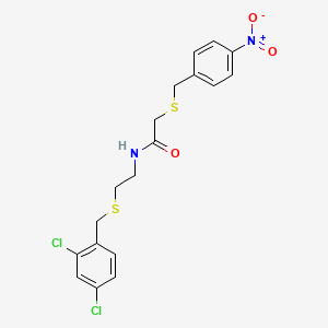 molecular formula C18H18Cl2N2O3S2 B4889041 N-{2-[(2,4-dichlorobenzyl)thio]ethyl}-2-[(4-nitrobenzyl)thio]acetamide 