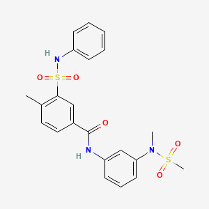 molecular formula C22H23N3O5S2 B4889048 3-(anilinosulfonyl)-4-methyl-N-{3-[methyl(methylsulfonyl)amino]phenyl}benzamide 