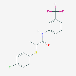molecular formula C16H13ClF3NOS B4889055 2-[(4-chlorophenyl)thio]-N-[3-(trifluoromethyl)phenyl]propanamide 