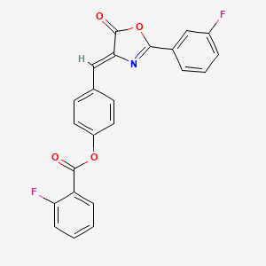 4-{[2-(3-fluorophenyl)-5-oxo-1,3-oxazol-4(5H)-ylidene]methyl}phenyl 2-fluorobenzoate