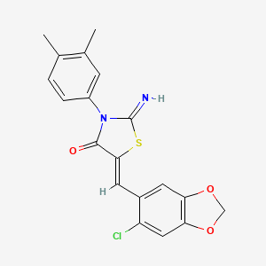 molecular formula C19H15ClN2O3S B4889091 5-[(6-chloro-1,3-benzodioxol-5-yl)methylene]-3-(3,4-dimethylphenyl)-2-imino-1,3-thiazolidin-4-one 