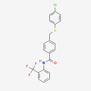 molecular formula C21H15ClF3NOS B4889133 4-{[(4-chlorophenyl)thio]methyl}-N-[2-(trifluoromethyl)phenyl]benzamide 