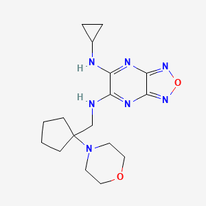 molecular formula C17H25N7O2 B4889231 N-cyclopropyl-N'-{[1-(4-morpholinyl)cyclopentyl]methyl}[1,2,5]oxadiazolo[3,4-b]pyrazine-5,6-diamine 
