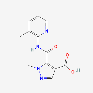 molecular formula C12H12N4O3 B4889244 1-methyl-5-{[(3-methyl-2-pyridinyl)amino]carbonyl}-1H-pyrazole-4-carboxylic acid 