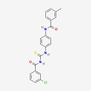 molecular formula C22H18ClN3O2S B4889276 3-chloro-N-[({4-[(3-methylbenzoyl)amino]phenyl}amino)carbonothioyl]benzamide 