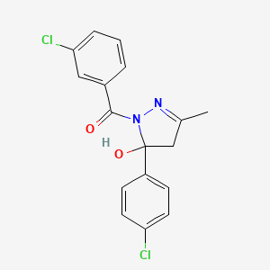 molecular formula C17H14Cl2N2O2 B4889349 1-(3-chlorobenzoyl)-5-(4-chlorophenyl)-3-methyl-4,5-dihydro-1H-pyrazol-5-ol 