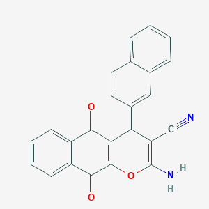 molecular formula C24H14N2O3 B4889361 2-amino-4-(2-naphthyl)-5,10-dioxo-5,10-dihydro-4H-benzo[g]chromene-3-carbonitrile 