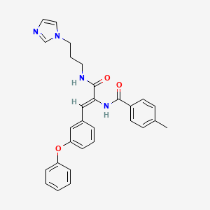 molecular formula C29H28N4O3 B4889381 N-[1-({[3-(1H-imidazol-1-yl)propyl]amino}carbonyl)-2-(3-phenoxyphenyl)vinyl]-4-methylbenzamide 