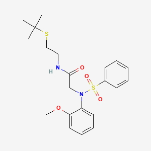 molecular formula C21H28N2O4S2 B4889383 N~1~-[2-(tert-butylthio)ethyl]-N~2~-(2-methoxyphenyl)-N~2~-(phenylsulfonyl)glycinamide 