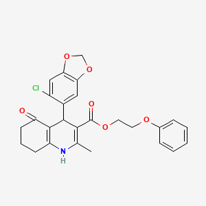 2-phenoxyethyl 4-(6-chloro-1,3-benzodioxol-5-yl)-2-methyl-5-oxo-1,4,5,6,7,8-hexahydro-3-quinolinecarboxylate