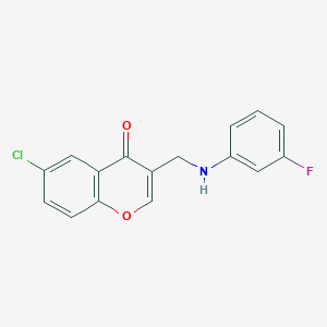 molecular formula C16H11ClFNO2 B4889470 6-chloro-3-{[(3-fluorophenyl)amino]methyl}-4H-chromen-4-one 