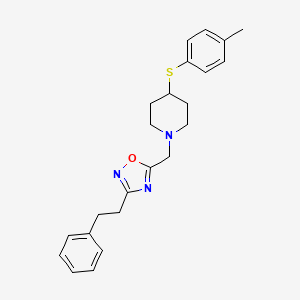 molecular formula C23H27N3OS B4889473 4-[(4-methylphenyl)thio]-1-{[3-(2-phenylethyl)-1,2,4-oxadiazol-5-yl]methyl}piperidine 