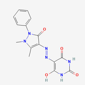 molecular formula C15H14N6O4 B4889480 2,4,5,6(1H,3H)-pyrimidinetetrone 5-[(1,5-dimethyl-3-oxo-2-phenyl-2,3-dihydro-1H-pyrazol-4-yl)hydrazone] 