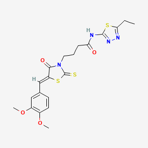 molecular formula C20H22N4O4S3 B4889491 4-[5-(3,4-dimethoxybenzylidene)-4-oxo-2-thioxo-1,3-thiazolidin-3-yl]-N-(5-ethyl-1,3,4-thiadiazol-2-yl)butanamide 