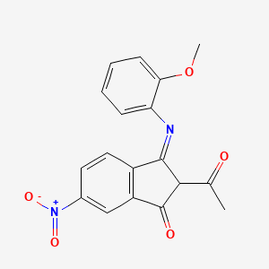 molecular formula C18H14N2O5 B4889498 2-acetyl-3-[(2-methoxyphenyl)imino]-6-nitro-1-indanone 
