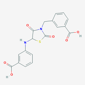 molecular formula C18H14N2O6S B488952 3-{[3-(3-Carboxybenzyl)-2,4-dioxo-1,3-thiazolidin-5-yl]amino}benzoic acid CAS No. 496019-83-1