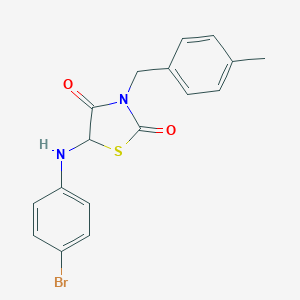 molecular formula C17H15BrN2O2S B488955 5-(4-Bromoanilino)-3-(4-methylbenzyl)-1,3-thiazolidine-2,4-dione CAS No. 496019-72-8