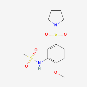 molecular formula C12H18N2O5S2 B4889552 N-[2-methoxy-5-(1-pyrrolidinylsulfonyl)phenyl]methanesulfonamide 