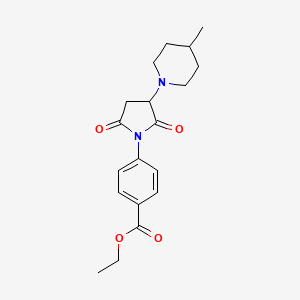 molecular formula C19H24N2O4 B4889559 ethyl 4-[3-(4-methyl-1-piperidinyl)-2,5-dioxo-1-pyrrolidinyl]benzoate 