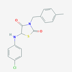 molecular formula C17H15ClN2O2S B488956 5-(4-Chloroanilino)-3-(4-methylbenzyl)-1,3-thiazolidine-2,4-dione CAS No. 496019-73-9