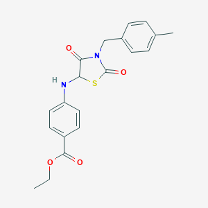 molecular formula C20H20N2O4S B488958 Ethyl 4-{[3-(4-methylbenzyl)-2,4-dioxo-1,3-thiazolidin-5-yl]amino}benzoate CAS No. 496019-75-1