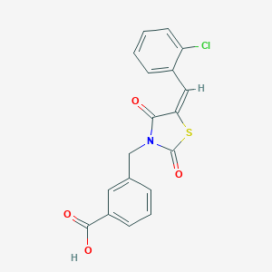 molecular formula C18H12ClNO4S B488960 3-{[5-(2-Chlorobenzylidene)-2,4-dioxo-1,3-thiazolidin-3-yl]methyl}benzoic acid CAS No. 488132-21-4
