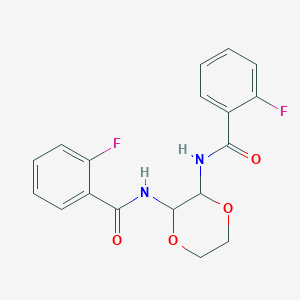 molecular formula C18H16F2N2O4 B4889618 N,N'-1,4-dioxane-2,3-diylbis(2-fluorobenzamide) 