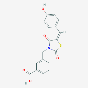 molecular formula C18H13NO5S B488962 3-{[5-(4-Hydroxybenzylidene)-2,4-dioxo-1,3-thiazolidin-3-yl]methyl}benzoic acid CAS No. 497082-23-2