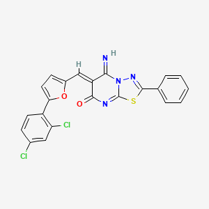 molecular formula C22H12Cl2N4O2S B4889620 6-{[5-(2,4-dichlorophenyl)-2-furyl]methylene}-5-imino-2-phenyl-5,6-dihydro-7H-[1,3,4]thiadiazolo[3,2-a]pyrimidin-7-one 