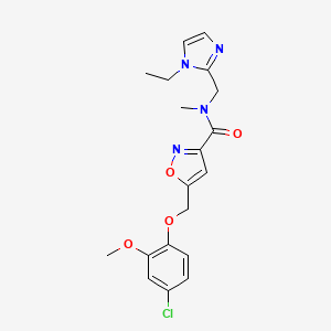 molecular formula C19H21ClN4O4 B4889641 5-[(4-chloro-2-methoxyphenoxy)methyl]-N-[(1-ethyl-1H-imidazol-2-yl)methyl]-N-methyl-3-isoxazolecarboxamide 