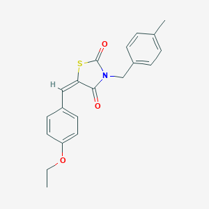 molecular formula C20H19NO3S B488965 5-(4-Ethoxybenzylidene)-3-(4-methylbenzyl)-1,3-thiazolidine-2,4-dione CAS No. 488133-85-3