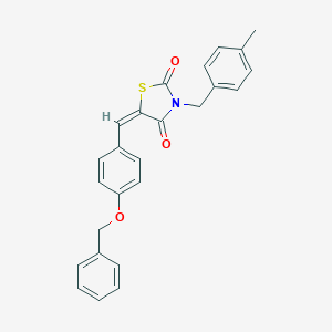 molecular formula C25H21NO3S B488966 5-[4-(Benzyloxy)benzylidene]-3-(4-methylbenzyl)-1,3-thiazolidine-2,4-dione CAS No. 488853-80-1