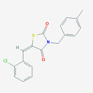 molecular formula C18H14ClNO2S B488967 5-(2-Chlorobenzylidene)-3-(4-methylbenzyl)-1,3-thiazolidine-2,4-dione CAS No. 489414-14-4
