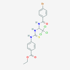 molecular formula C19H17BrCl3N3O3S B4889670 ethyl 4-{[({1-[(4-bromobenzoyl)amino]-2,2,2-trichloroethyl}amino)carbonothioyl]amino}benzoate 