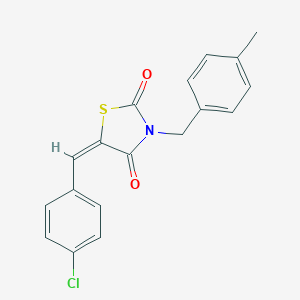 molecular formula C18H14ClNO2S B488968 5-(4-Chlorobenzylidene)-3-(4-methylbenzyl)-1,3-thiazolidine-2,4-dione CAS No. 497082-25-4