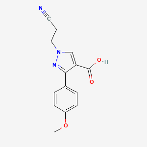 molecular formula C14H13N3O3 B4889684 1-(2-cyanoethyl)-3-(4-methoxyphenyl)-1H-pyrazole-4-carboxylic acid 