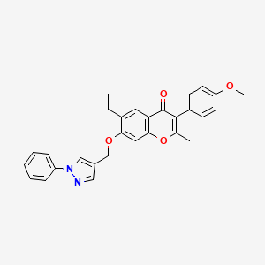 molecular formula C29H26N2O4 B4889686 6-ethyl-3-(4-methoxyphenyl)-2-methyl-7-[(1-phenyl-1H-pyrazol-4-yl)methoxy]-4H-chromen-4-one 