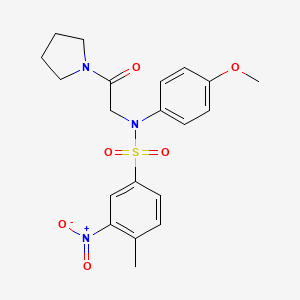 molecular formula C20H23N3O6S B4889688 N-(4-methoxyphenyl)-4-methyl-3-nitro-N-[2-oxo-2-(1-pyrrolidinyl)ethyl]benzenesulfonamide 