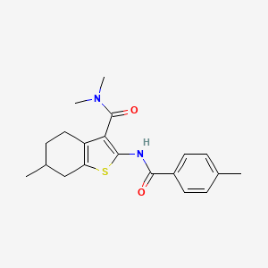 molecular formula C20H24N2O2S B4889728 N,N,6-trimethyl-2-[(4-methylbenzoyl)amino]-4,5,6,7-tetrahydro-1-benzothiophene-3-carboxamide 