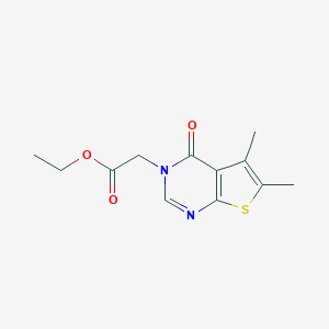 molecular formula C12H14N2O3S B488974 ethyl (5,6-dimethyl-4-oxothieno[2,3-d]pyrimidin-3(4H)-yl)acetate CAS No. 369397-75-1