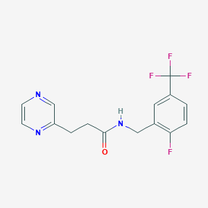 molecular formula C15H13F4N3O B4889794 N-[2-fluoro-5-(trifluoromethyl)benzyl]-3-(2-pyrazinyl)propanamide 