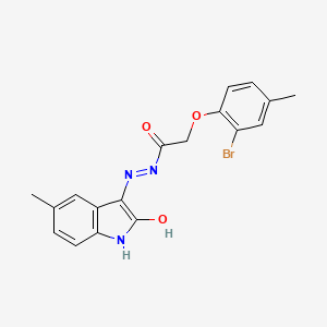 2-(2-bromo-4-methylphenoxy)-N'-(5-methyl-2-oxo-1,2-dihydro-3H-indol-3-ylidene)acetohydrazide