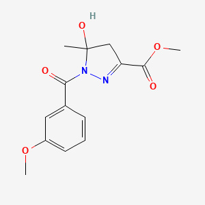 molecular formula C14H16N2O5 B4889869 methyl 5-hydroxy-1-(3-methoxybenzoyl)-5-methyl-4,5-dihydro-1H-pyrazole-3-carboxylate 